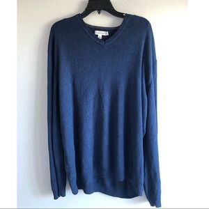 Calvin Klein Blue V Neck Soft Cotton Sweater XXL